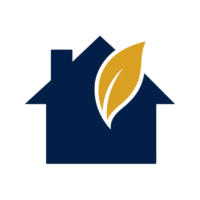 Energy-efficient home with a leaf and sun for 45L tax credits