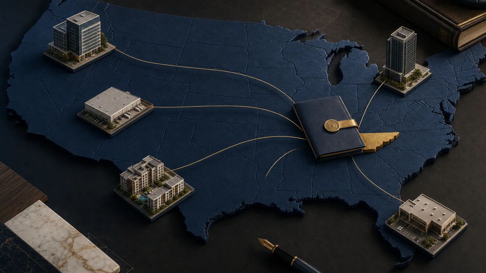 United States commercial property map illustrating a Tennessee trust route for out-of-state owners